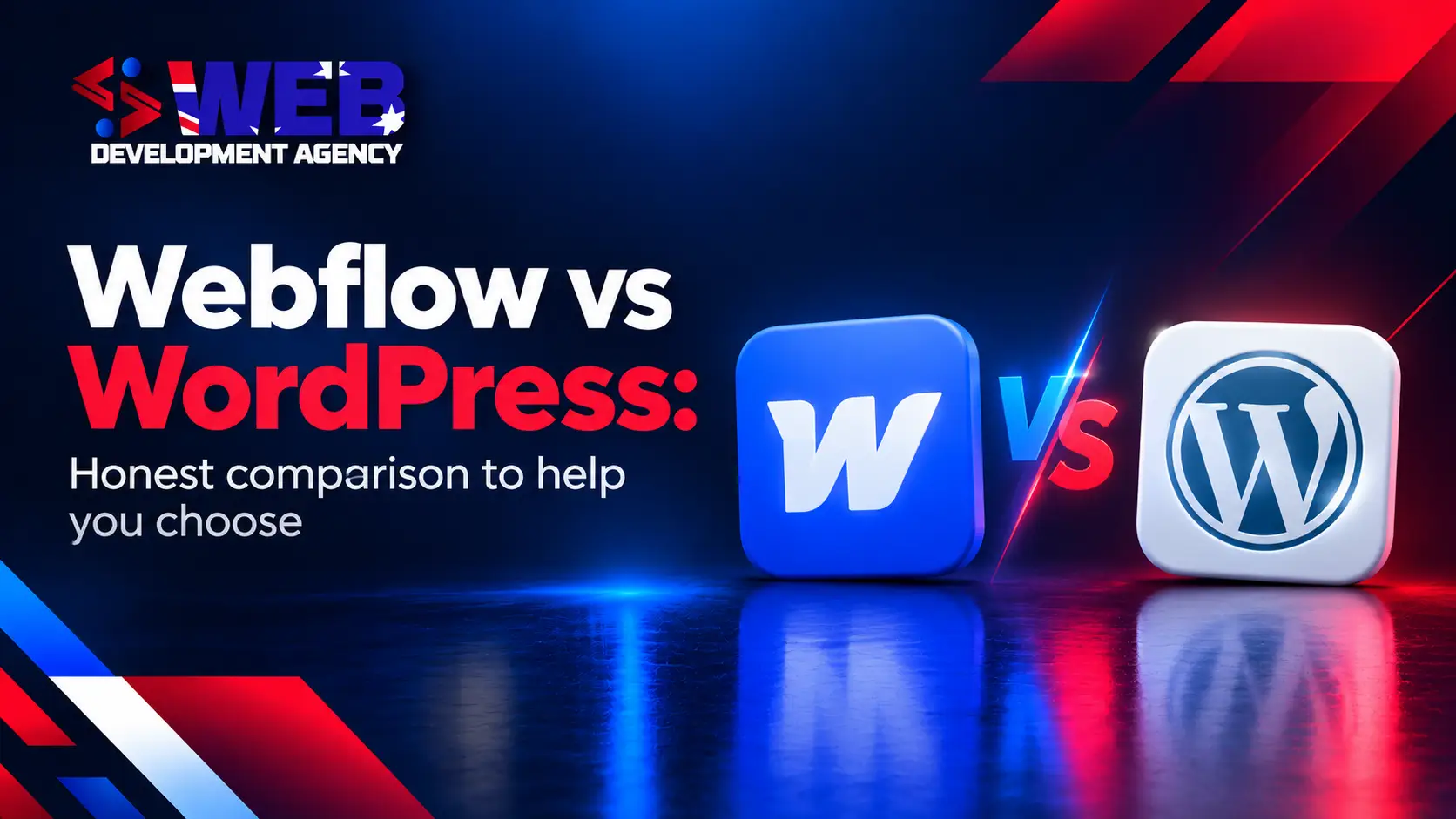 Webflow vs WordPress honest comparison graphic